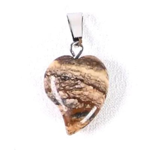 Jewelry - Picture Jasper Stone Heart Shape Pendant Natural Stone Pendant Silver Jewelry